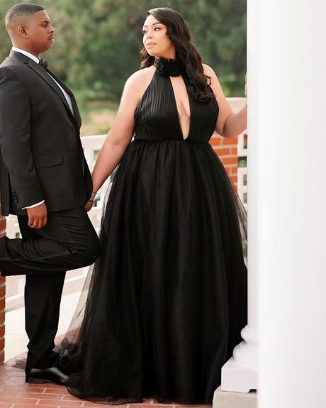 plus size black wedding dress simple deep v neckline sexy renezadoritphoto