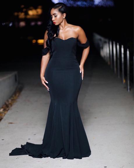 plus size black wedding dress mermaid simple off the shoulder whiterunway