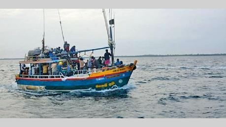 The trawler with the illegal migrants on board.