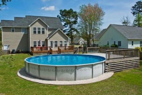 intex small backyard above ground pool ideas on a budget with deck