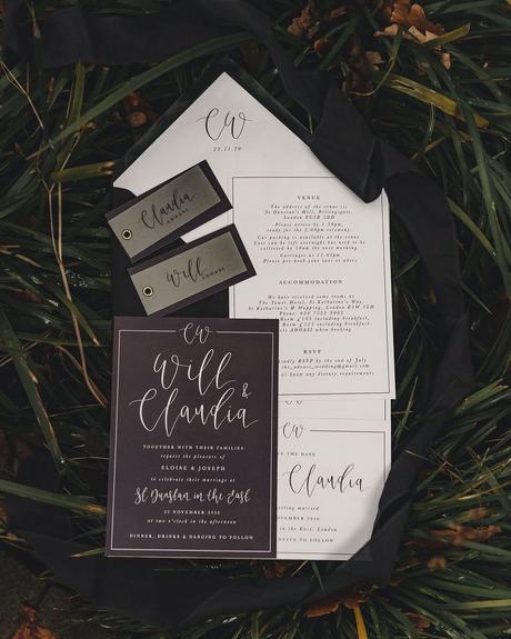 black red wedding invitations minimalistic