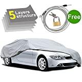 PUMPKIN 5 Layers Outdoor Waterproof Car Cover, Auto Cover All Weather Protection with Free Anti-Theft Lock for Sedan Up to 229 Inches