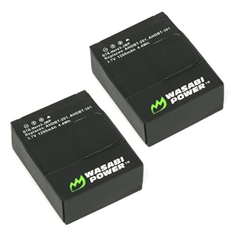 Wasabi Power Battery for GoPro HERO3, HERO3+ and GoPro AHDBT-201, AHDBT-301, AHDBT-302 (1200mAh, 2-Pack)