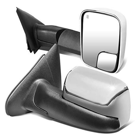 DNA Motoring TWM-012-T111-CH Pair of Chrome Cover Powered Heated Flip Up Towing Mirrors Compatible With 02-08 Ram 1500/03-09 Dodge Ram 2500 3500