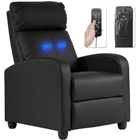 Recliner Chair for Living Room Massage Recliner Sofa Reading Chair Winback Single Sofa Home Theater Seating Modern Reclining Chair Easy Lounge with PU Leather Padded Seat Backrest