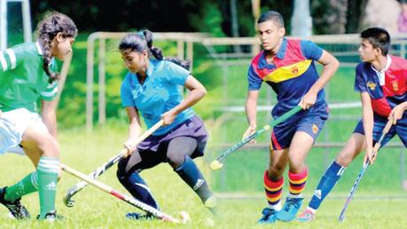 school hockey players in action    