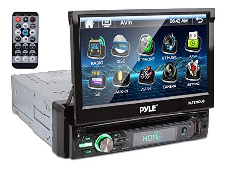 Pyle Single DIN Head Unit Receiver - In-Dash Car Stereo with 7” Multi-Color Touchscreen Display - Audio Video System with Bluetooth for Wireless Music Streaming & Hands-free Calling - PLTS78DUB, BLACK