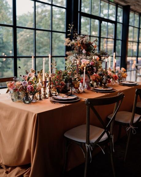 sage rust wedding flowers decor table