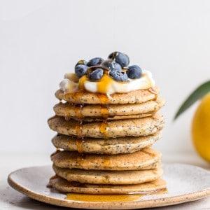 Gluten-Free Vegan Lemon Poppyseed Pancakes