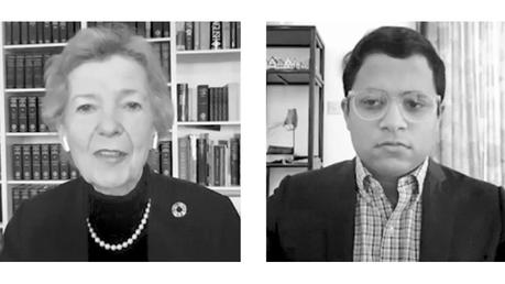 Adil Cader of ‘Talking Foreign Affairs’ (right) with Former Irish President, Mary Robinson.