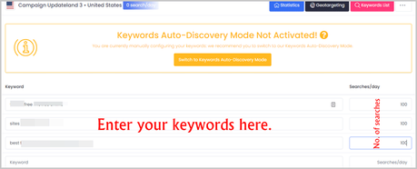 SERP Empire Review: Organic Clicks And Traffic? Serp Empire keyword input