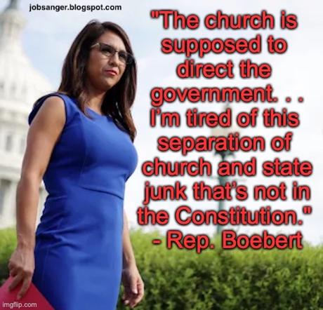 Boebert Says The Church Should Rule The Government