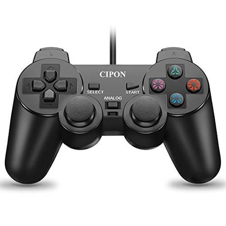 CIPON Wired Controller Compatible with PS2 Console, Black Remote Gamepad with 2.2M Cable