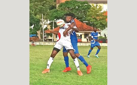Action from the match between Serendib FC and Negombo Youth FC    