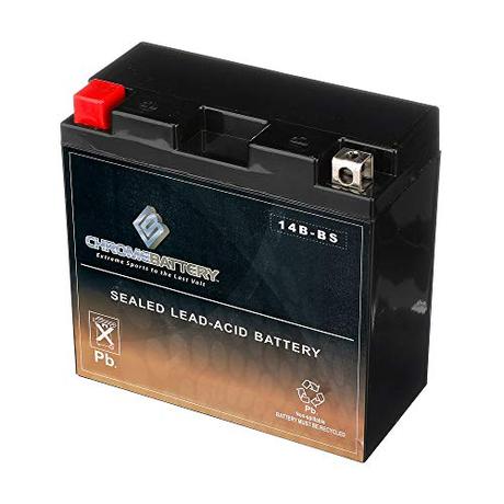 Chrome Battery YT14B-BS Maintenance Free Replacement Battery for Hyosung and Yamaha Motorcycle: 12 Volts, 1.2 Amps, 12.6 Ah, Nut and Bolt (T3) Terminal