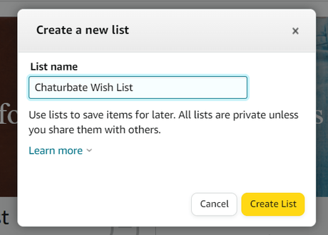 Create a name for your Amazon Wish List