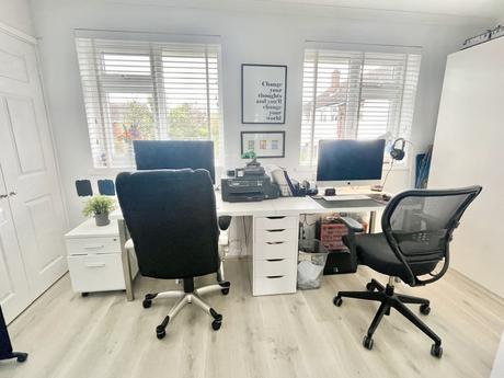 Home Office Makeover and IKEA Karlby Kitchen Worktop Desk Hack