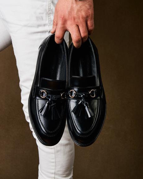 mens wedding shoes black loafers for beach wedding shutterstock