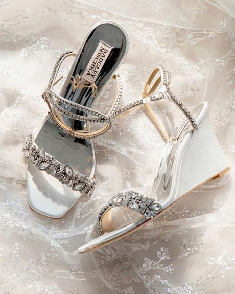 wedding shoes low heel wedge with rhinestones sparkle badgley mishka