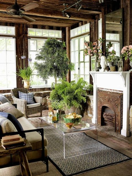 rustic living rooms with fireplace