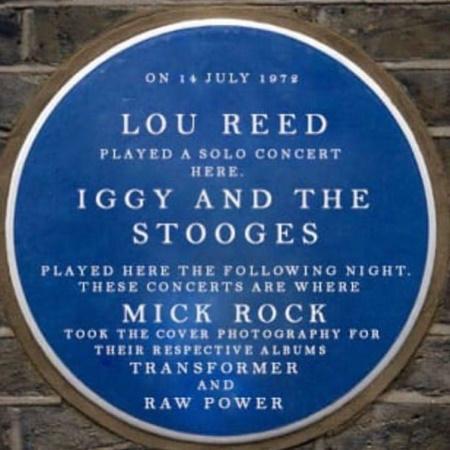 Lou Reed, Iggy & the Stooges + Mick Rock blue plaque in London