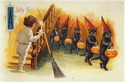 vintage halloween cats
