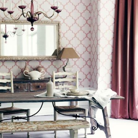 interior decor trend blush pink wallpaper