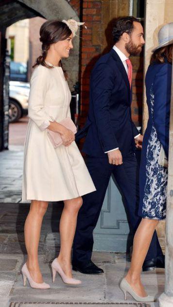 pippa middleton price george christening wearing blush pink accessories