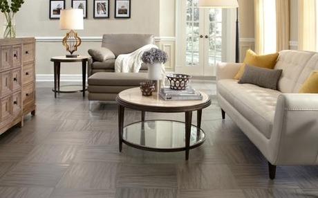 Adura Linea luxe vinyl tile, a hip pattern inspired by home fashion linens and textile fabrics