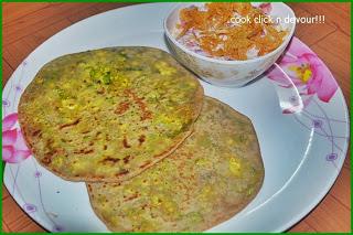 Peas-paneer paratha