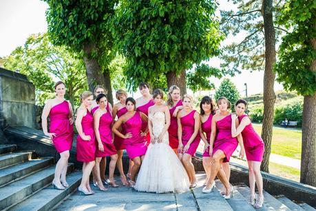 The bridal party strikes a pose. Fantastic Philly Wedding