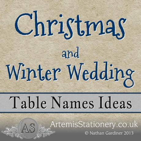 Winter and Christmas Wedding Table Name Ideas