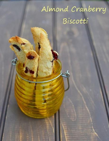Almond-Cranberry Biscotti (Eggless Recipe)