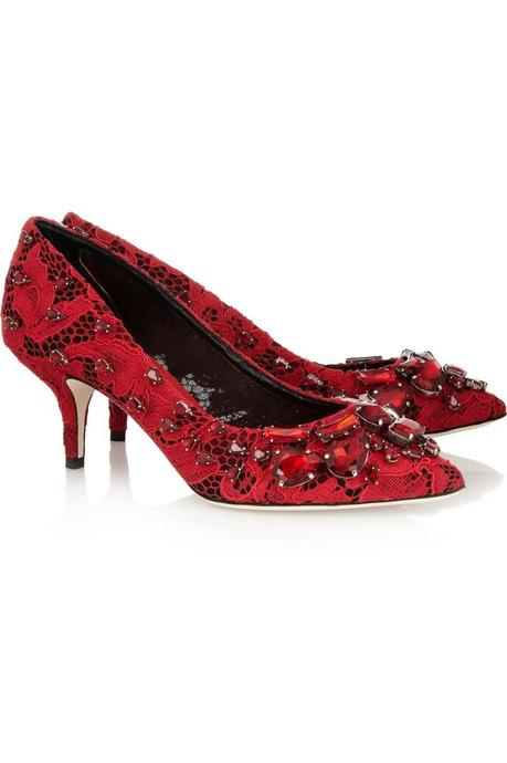 DOLCE & GABBANA Crystal-embellished lace pumps €995