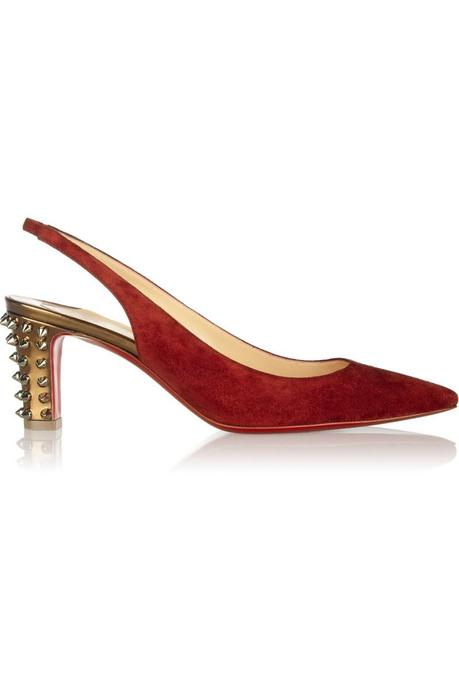 CHRISTIAN LOUBOUTIN Lemer 70 studded mirrored-leather and suede slingbacks €475