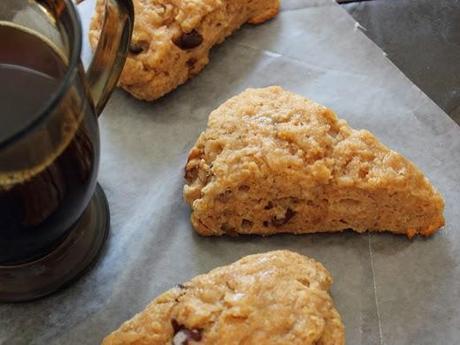 Hearty Buttermilk Scones with Orange, Star Anise, Chocolate Chips and Coffee Glaze