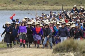 Indigenous protesters march against Minas Conga mine in defense of their water and lands