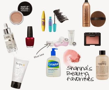 Make up Forever Concealer, 2. Vinoperfect radiance serum, 3. Philosophy face moisturizer, 4. OPI nail polish, 5. Cetaphil skin cleanser, 6. Clarisonic, 7. Sephora tanner, 8. Nars blush, 9. Philosophy body wash, 10. Maybelline Mascara