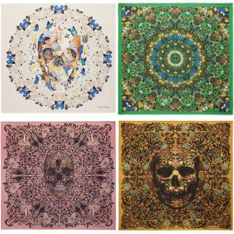 The new scarves of Alexander McQueen in collabortion with Damien Hirst