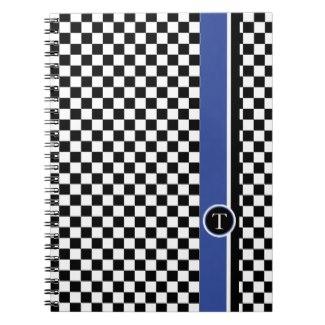 checkered pattern with blue stripe note book