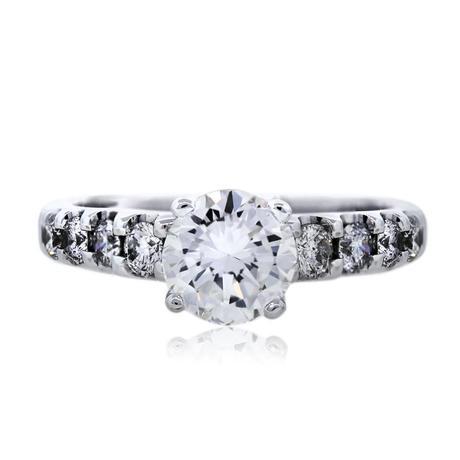 14k White Gold Prong Set Round Diamond Engagement Ring