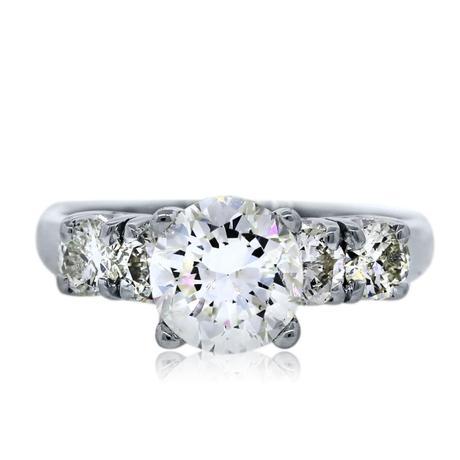 18k White Gold .96 Carat Round Diamond Engagement Ring