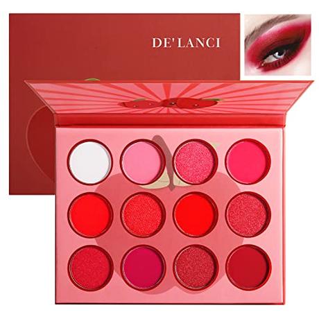DE'LANCI Red Eyeshadow Palette,12 Color Matte Shimmer High Pigmented Mini ...