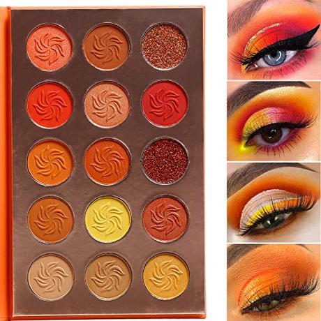 Red Orange Eyeshadow Palette Sunset 15 Color,Afflano Pro Highly Pigmented ...