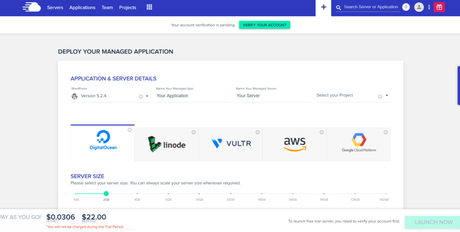 cloudways account dashboard