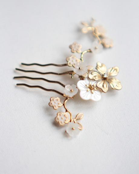 bridal hair pins gold with flowers enzebridal