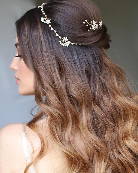 wedding hairstyles headband half up half down with chain melissaclaremakeup