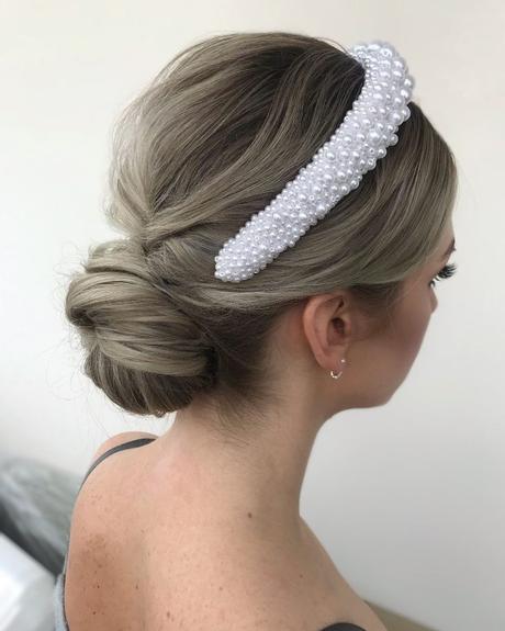 wedding hairstyles headband with pearls formal low bun julia_alesionok