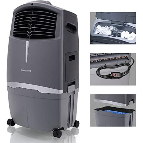 Honeywell 525 CFM Indoor Outdoor Portable Evaporative Cooler with Fan & Humidifier, Washable Dust Filter & Remote Control, CO30XE