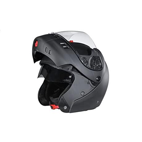 Studds NINJA 3G Flip Up Full Face Helmet with Double Visor(Matt Black, XL)